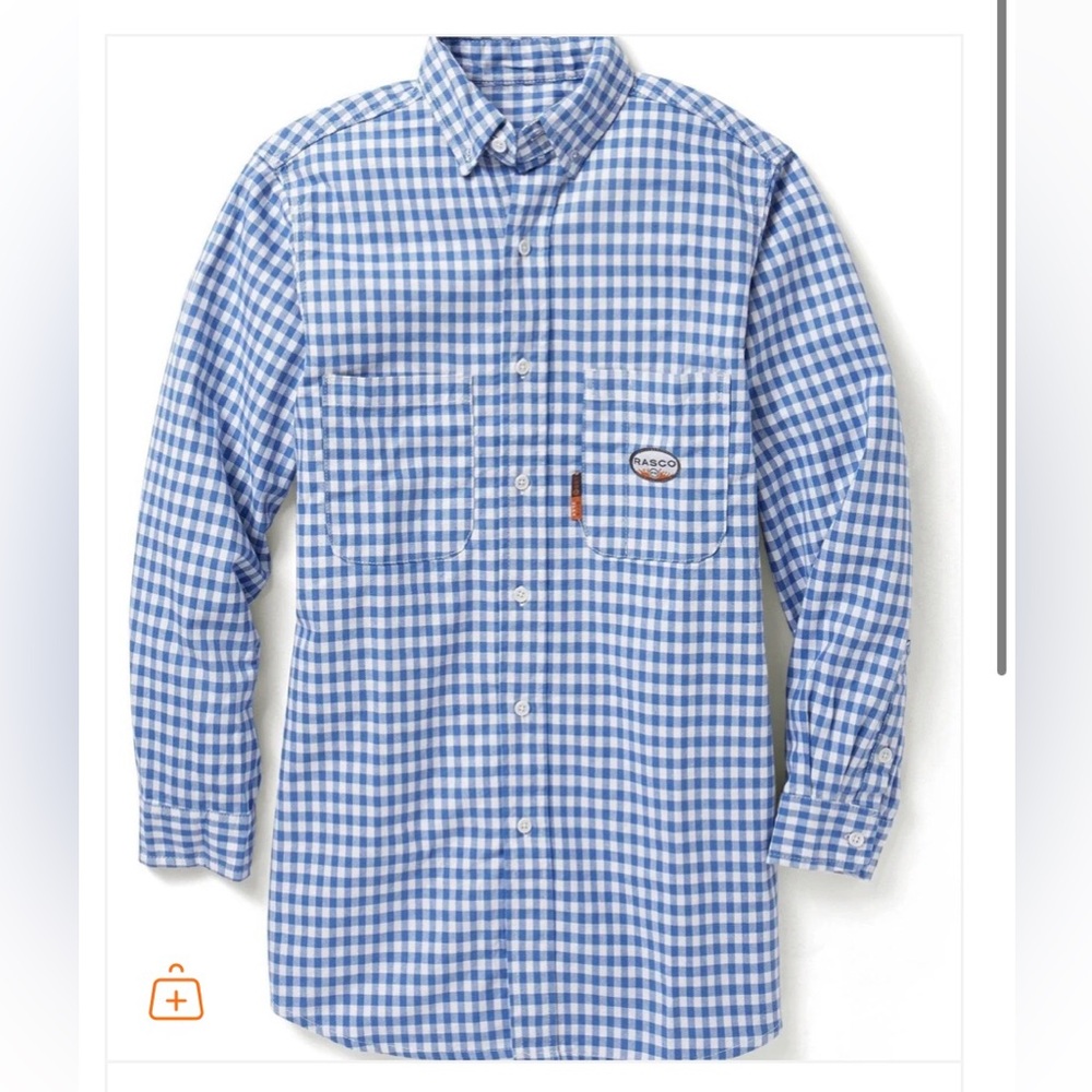 Rasco 3XLT blue plaid long sleeve button down shirt